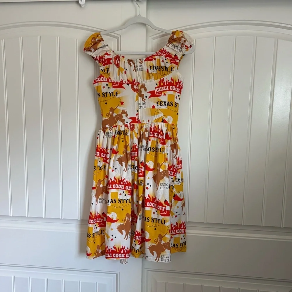 Bernie Dexter Amy dress in Texas BBQ print size medium yellow white - Picture 6 of 8